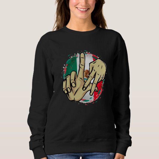 Los Angeles California Chicano Mexico Flag LA Hand スウェットシャツ (正面)