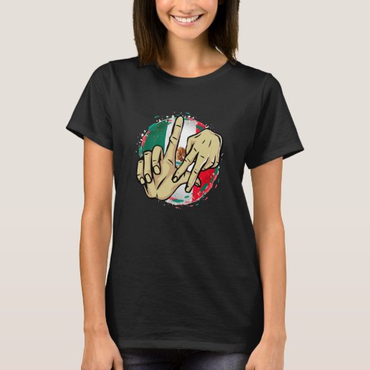 Los Angeles California Chicano Mexico Flag LA Hand Tシャツ (正面)