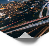 Los Angeles California City Skyline at night ポスター (角)