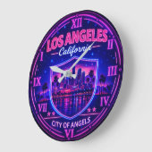 Los Angeles California Skyline ラージ壁時計 (傾斜)