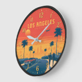 Los Angeles California Sunset ラージ壁時計 (傾斜)
