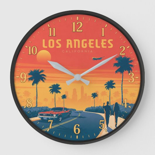Los Angeles California Sunset ラージ壁時計 (正面)