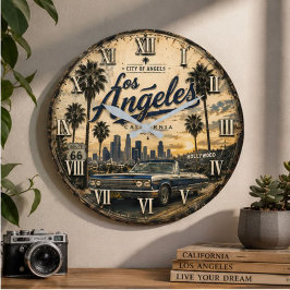 Los Angeles California Vintage Retro ラージ壁時計