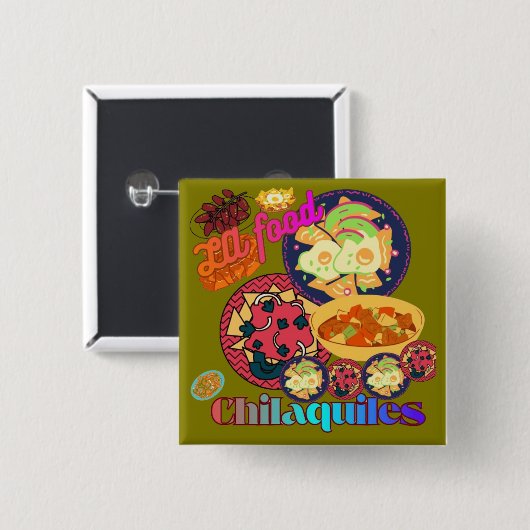 Los Angeles Chilaquiles olive 缶バッジ (正面&裏面)