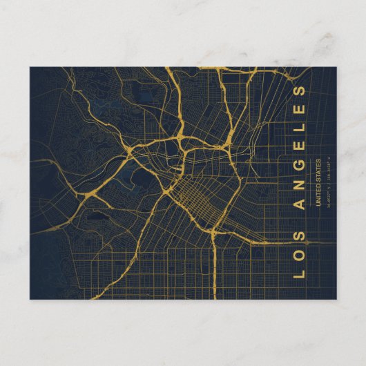 Los Angeles City Map Minimal Postcard ポストカード (正面)