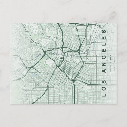 Los Angeles City Map Minimal Postcard ポストカード (正面)