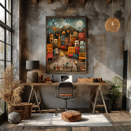 Los Ángeles: City of Angels - Whimsical Art ポスター