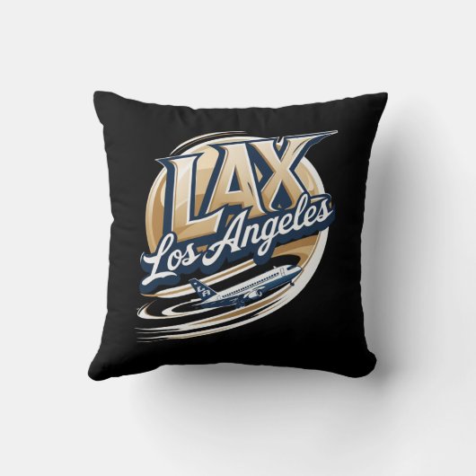 Los Angeles LAX Airport Code Throw Pillow クッション (裏面)
