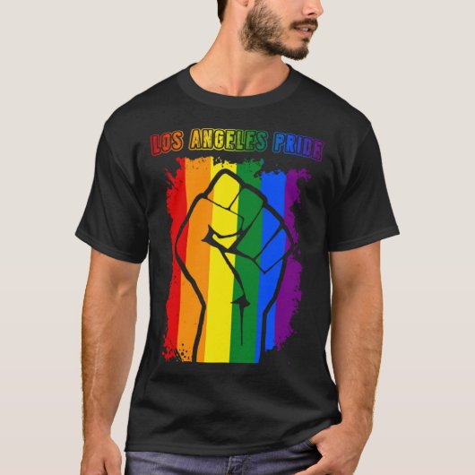 Los Angeles LGBT Pride Month LGBTQ Rainbow Flag Tシャツ (正面)
