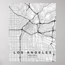 Los Angeles Minimalist Map (Black & White) ポスター