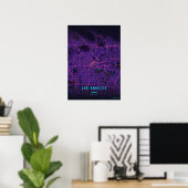 Los Angeles Neon Map LA Print Wall art Poster Gift ポスター (ホームオフィス)