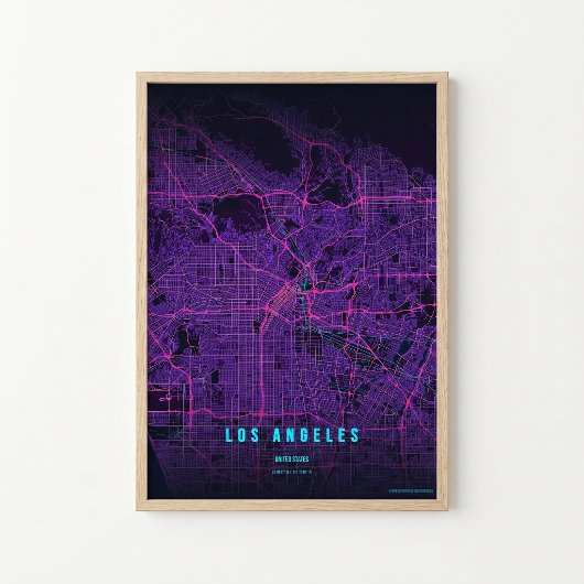 Los Angeles Neon Map LA Print Wall art Poster Gift ポスター