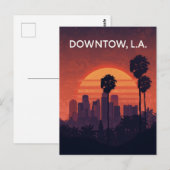 Los Angeles Palm Tree Sunset ポストカード (正面/裏面)
