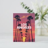 Los Angeles Palm Tree Sunset Graphic ポストカード (スタンド正面)