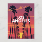 Los Angeles Palm Tree Sunset Graphic ポストカード (正面)