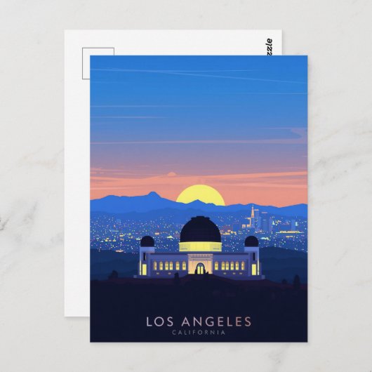 Los Angeles Palm Tree Sunset Graphic ポストカード (正面/裏面)