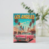 Los Angeles Retro Classic Car Travel Art ポストカード (スタンド正面)