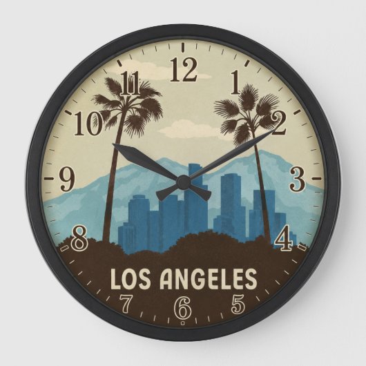 Los Angeles Skyline ラージ壁時計 (正面)