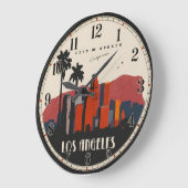 Los Angeles Skyline Art Deco ラージ壁時計 (傾斜)