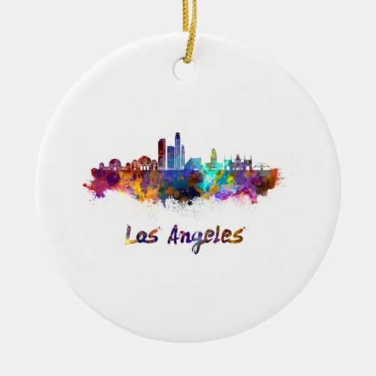 Los Angeles skyline in watercolor セラミックオーナメント (正面)