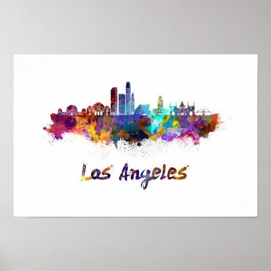 Los Angeles skyline in watercolor ポスター (正面)