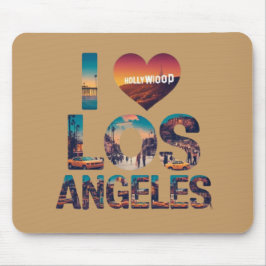 Los Angeles Skyline Sunset & Hollywood Typography  マウスパッド