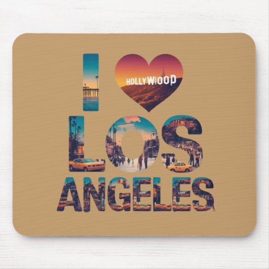 Los Angeles Skyline Sunset & Hollywood Typography  マウスパッド (正面)