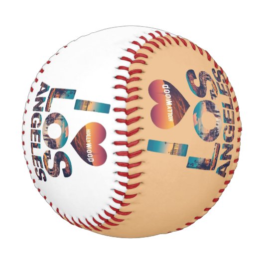 Los Angeles Skyline Sunset & Hollywood Typography  野球ボール (アングル)