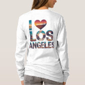 Los Angeles Skyline Sunset & Hollywood Typography  Tシャツ (裏面)