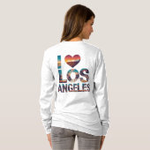 Los Angeles Skyline Sunset & Hollywood Typography  Tシャツ (裏面フル)