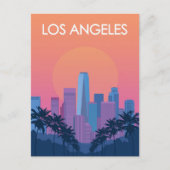 Los Angeles Skyline Sunset with Palm Trees ポストカード (正面)