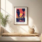 Los Angeles Sunset Skyline Poster ポスター