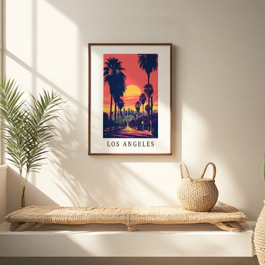 Los Angeles Sunset Skyline Poster ポスター