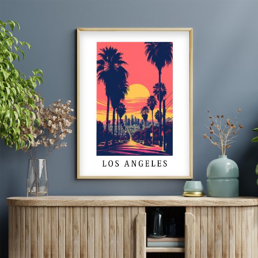 Los Angeles Sunset Skyline Poster ポスター