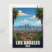 Los Angeles USA Skyline Palm Trees Travel ポストカード (正面/裏面)