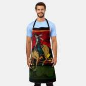 "Los Gauchos"サンドストーンコースター/"カウボーイズ" エプロン (着用した状態)