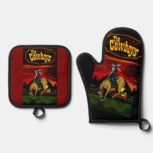 "Los Gauchos" サンドストーン コースター/"The Cowboys" 鍋つかみ&鍋敷きセット (正面)