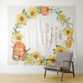 Los girasoles y las calabazas caen en Baby Shower  タペストリー (インサイチュ(横))