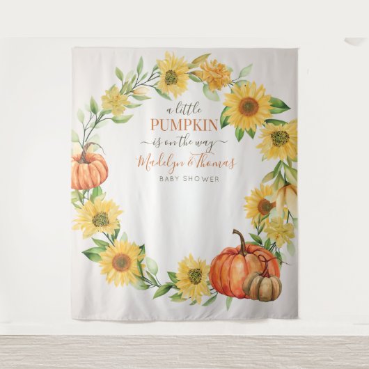 Los girasoles y las calabazas caen en Baby Shower  タペストリー (正面)