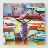 Los Peines Pelican 0463 Family スクエア壁時計 (正面)