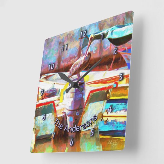 Los Peines Pelican 0463 Family スクエア壁時計 (傾斜)