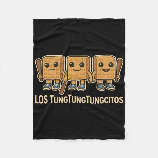 Los Tungtungtungcitos Italian Brainrot Tung Sahur  フリースブランケット (正面)