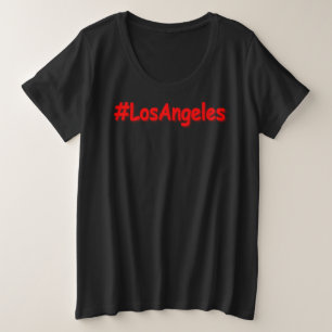 「#LosAngeles」かわいいデザイン。買今 プラスサイズTシャツ