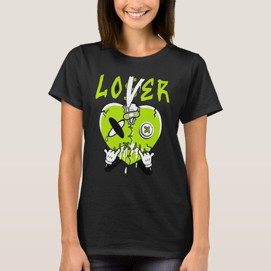 Loser  Drip Green Heart Matching For Men Women Tシャツ (正面)