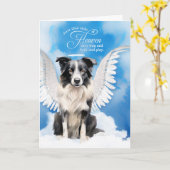 Loss of a Dog Border Collie Angel Pet Sympathy カード (黄色い花)