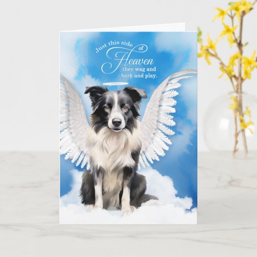 Loss of a Dog Border Collie Angel Pet Sympathy カード (黄色い花)