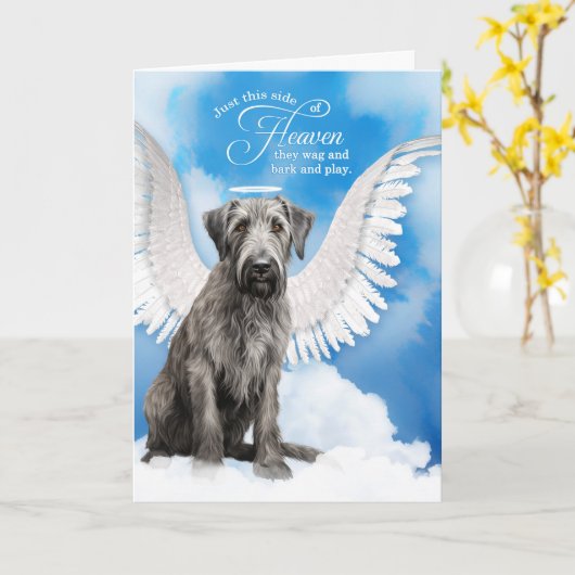 Loss of a Dog Irish Wolfhound Angel Pet Sympathy カード (黄色い花)