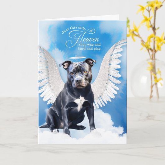 Loss of an Blue Nose Pitbull Dog Pet Sympathy カード (黄色い花)