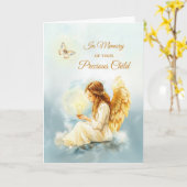 Loss of Child Sympathy Angel with Candle Butterfly カード (黄色い花)