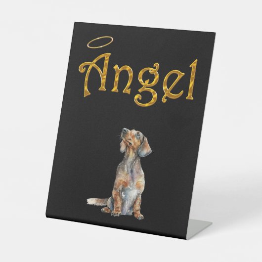 Loss of Dog Angel Dachshund Desk Sign 台座サイン (正面)
